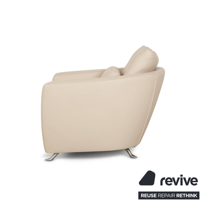 Fauteuil en cuir FSM Sésame Crème Taupe Fonctionnement manuel