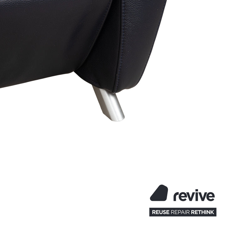 FSM Sesam Leder Sessel Dunkelblau Navy manuelle Funktion Sofa Couch Liegefunktion