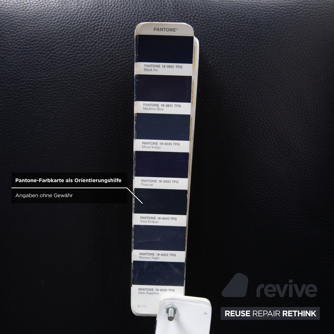 FSM Sesam Leder Sessel Dunkelblau Navy manuelle Funktion Sofa Couch Liegefunktion