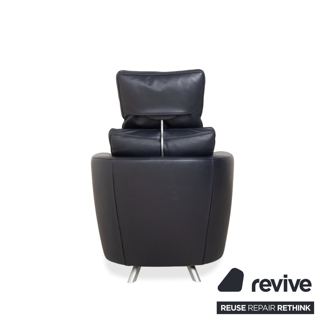 FSM Sesam Leder Sessel Dunkelblau Navy manuelle Funktion Sofa Couch Liegefunktion