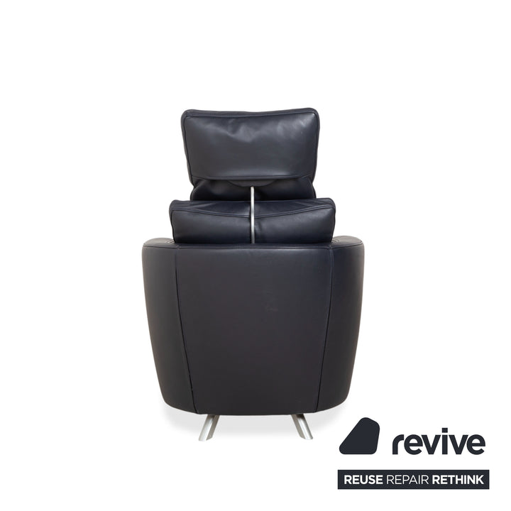 FSM Sesam Leder Sessel Dunkelblau Navy manuelle Funktion Sofa Couch Liegefunktion