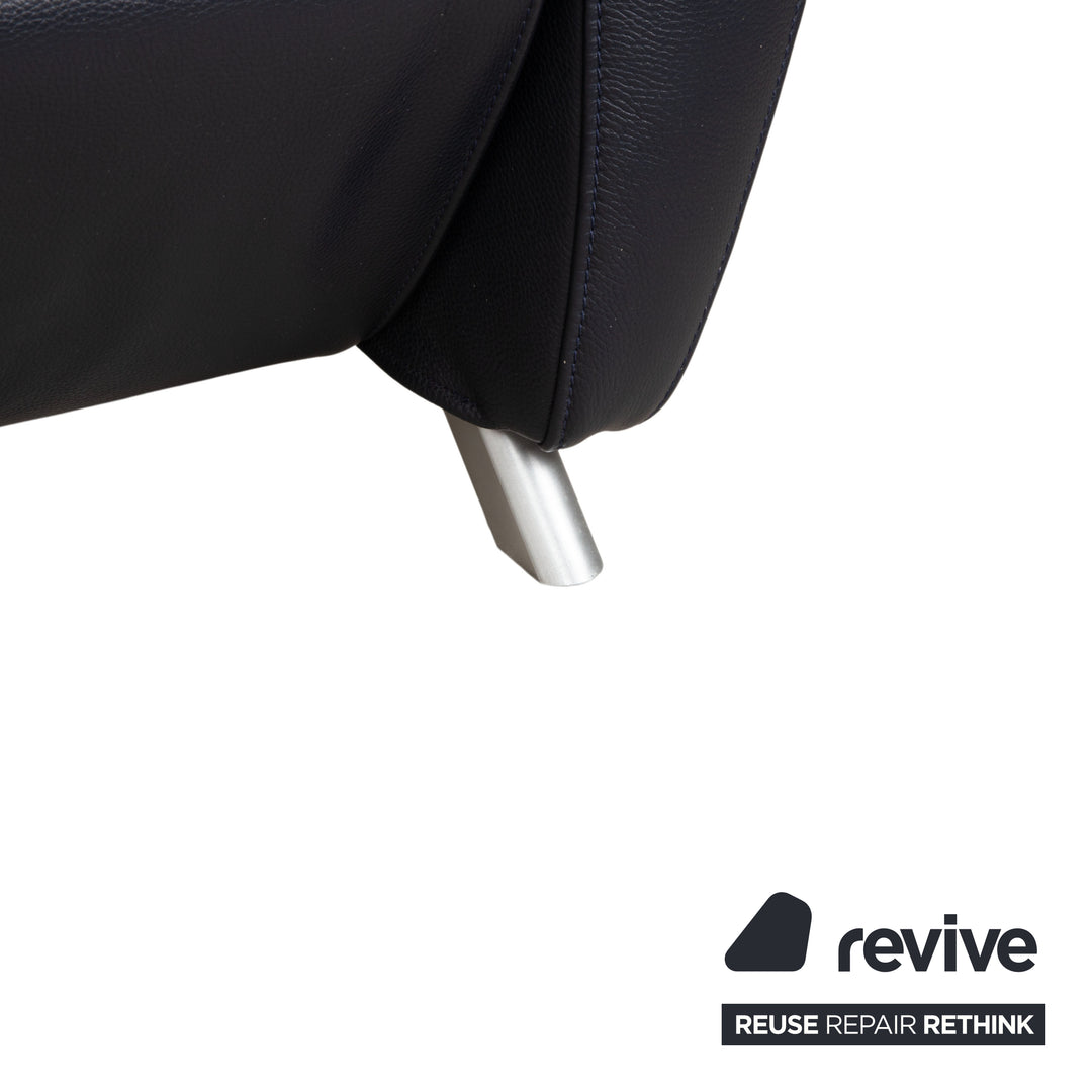 FSM Sesam Leder Sessel Dunkelblau Navy manuelle Funktion Sofa Couch Liegefunktion