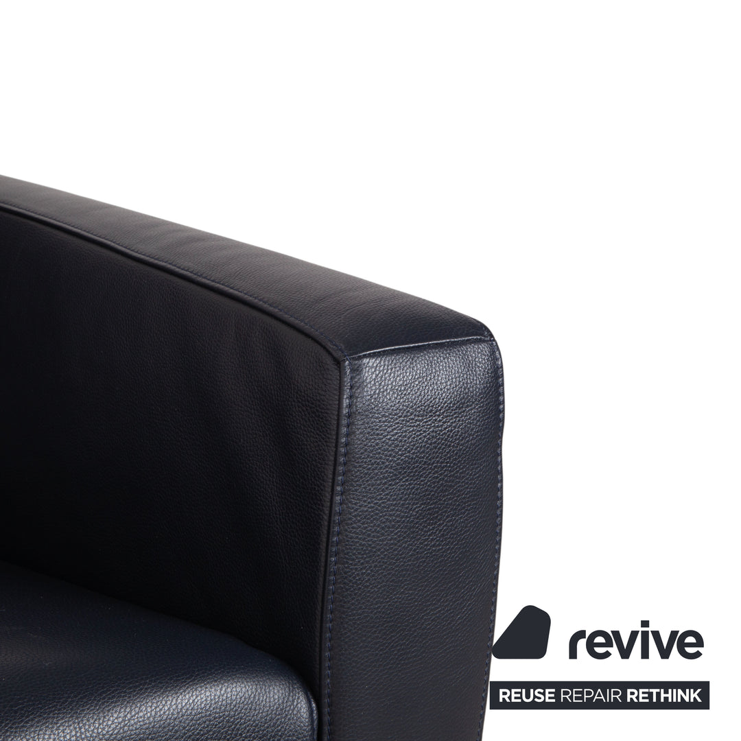 FSM Sesam Leder Sessel Dunkelblau Navy manuelle Funktion Sofa Couch Liegefunktion