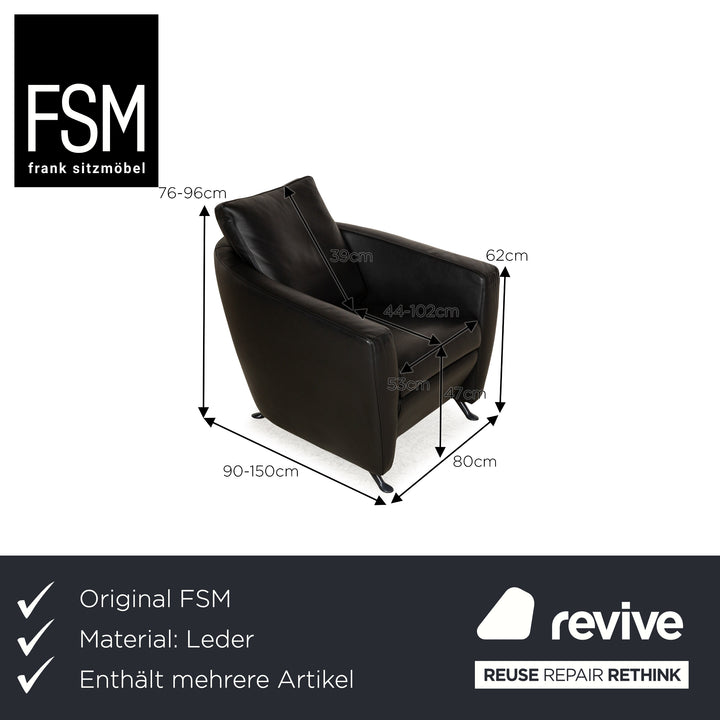 Ensemble fauteuil cuir sésame FSM noir fonction relaxation manuelle