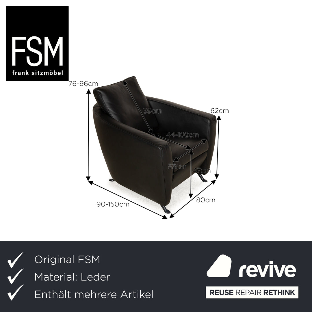Ensemble fauteuil cuir sésame FSM noir fonction relaxation manuelle