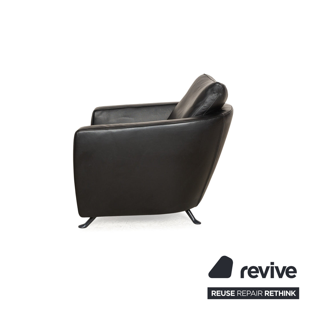 FSM Sesame leather armchair set black manual relaxation function