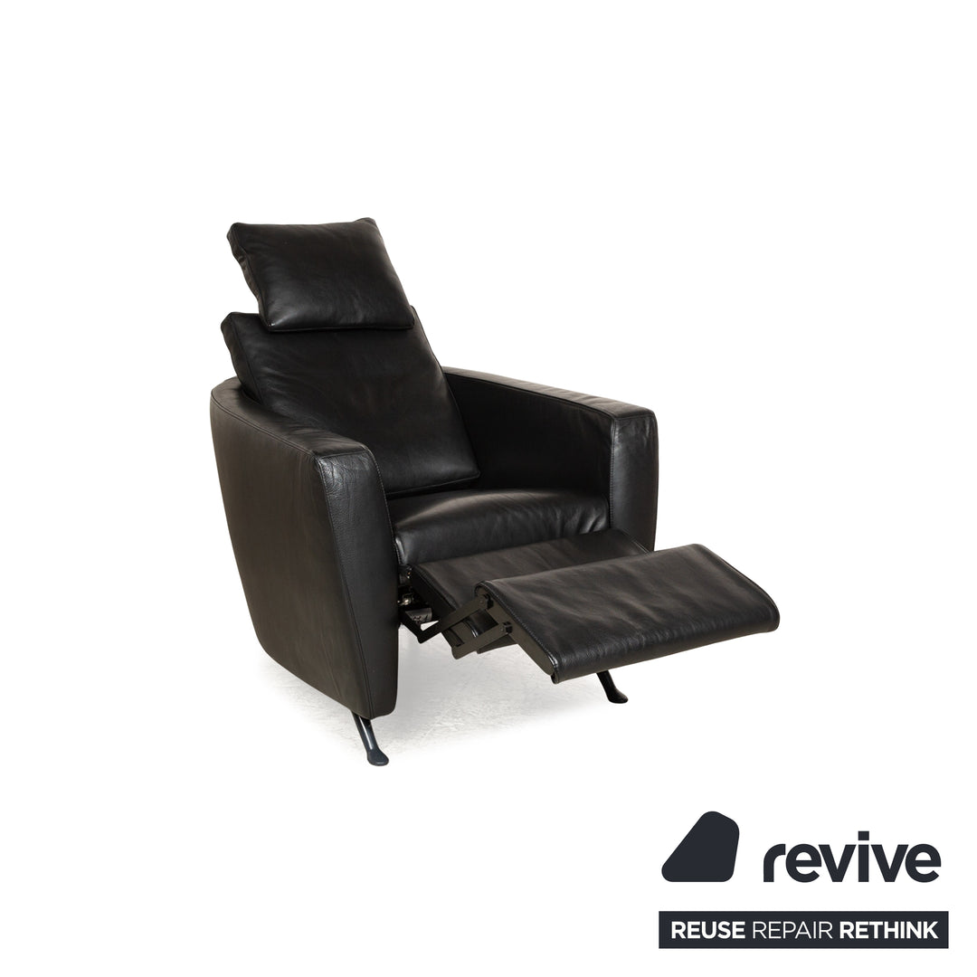 FSM Sesame leather armchair set black manual relaxation function