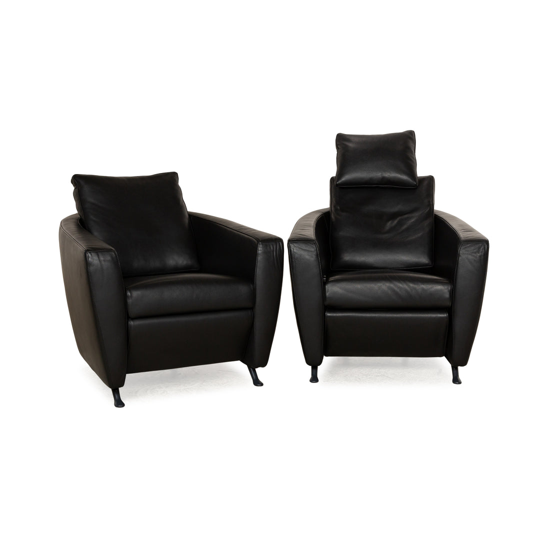 Ensemble fauteuil cuir sésame FSM noir fonction relaxation manuelle