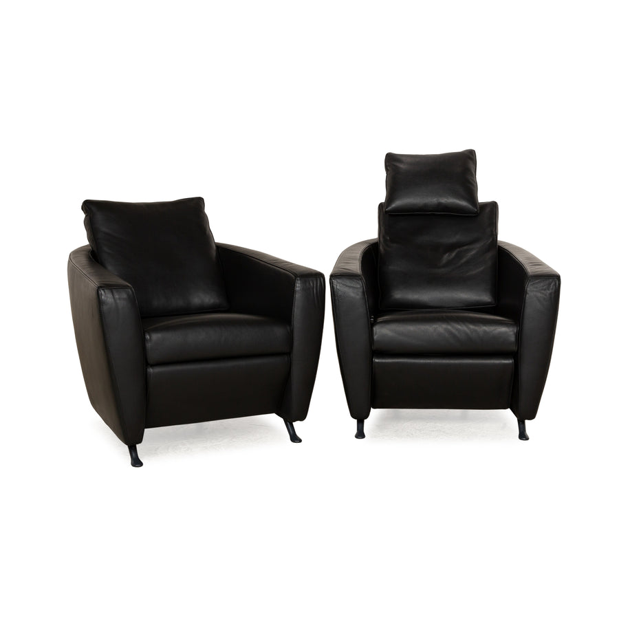 Ensemble fauteuil cuir sésame FSM noir fonction relaxation manuelle