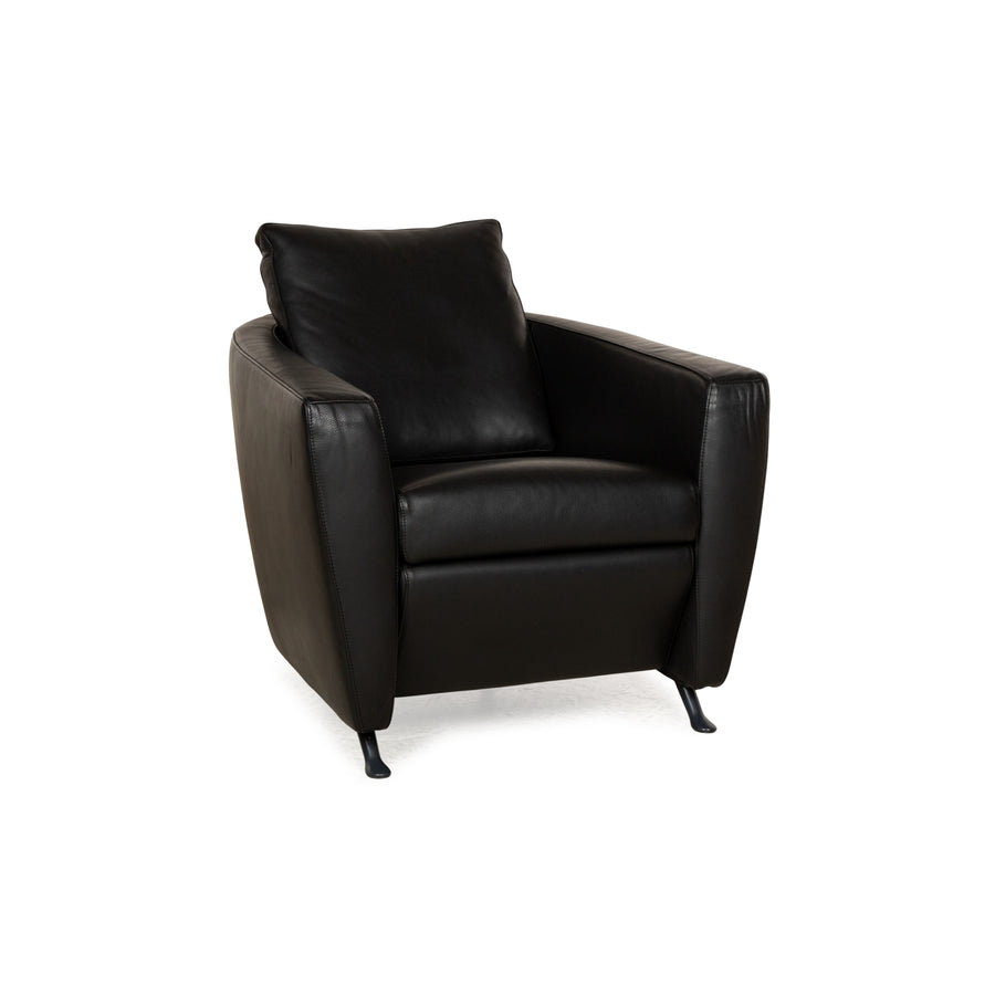 FSM Sesame Leather Armchair Black