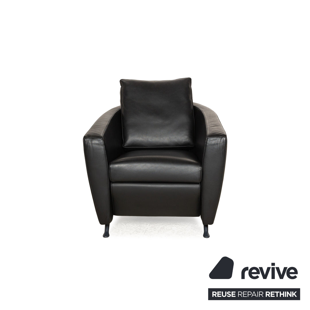 FSM Sesame Leather Armchair Black