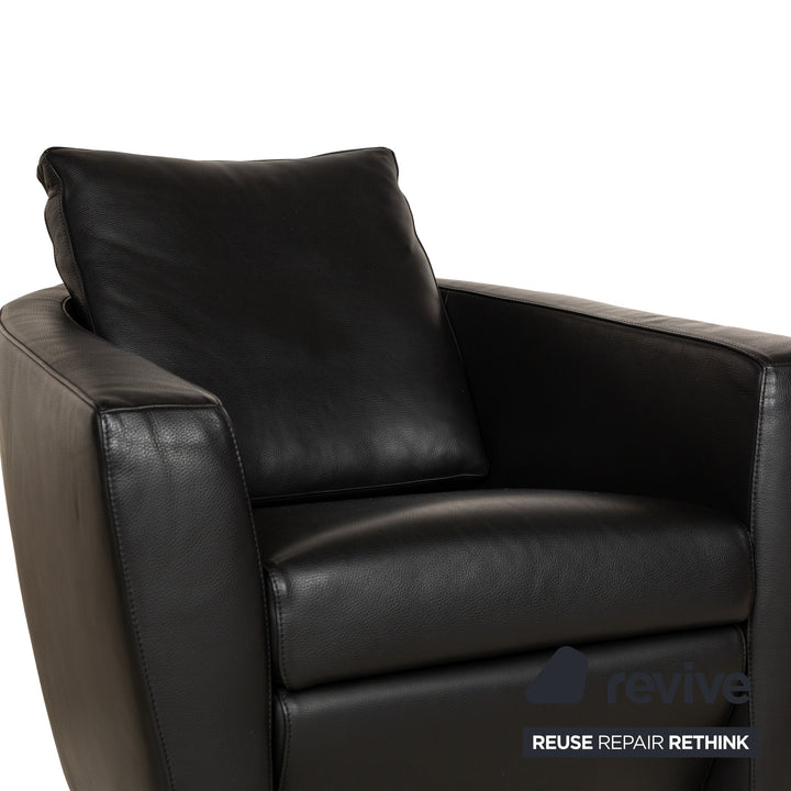 FSM Sesame Leather Armchair Black