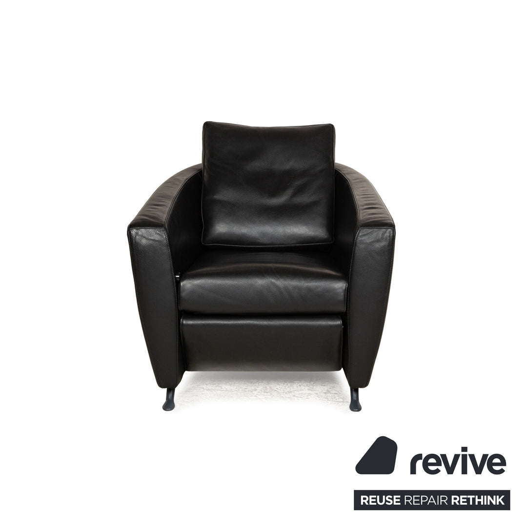 FSM Sesame Leather Armchair Black manual relaxation function