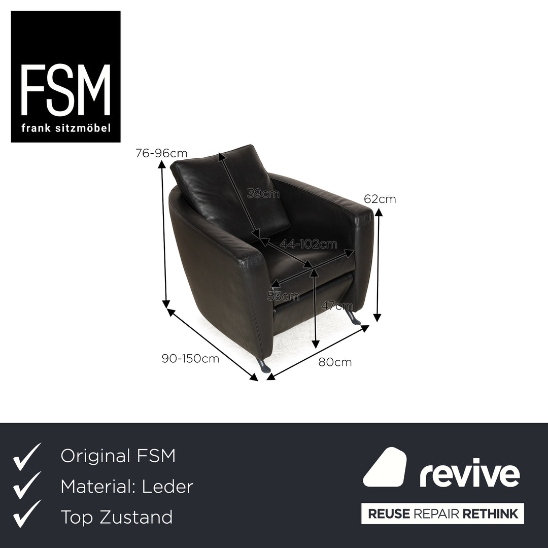 Fauteuil FSM Cuir Sésame Noir fonction relaxation manuelle