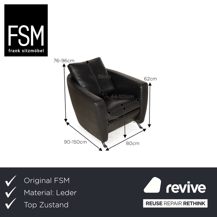 Fauteuil FSM Cuir Sésame Noir fonction relaxation manuelle