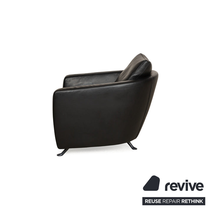 FSM Sesame Leather Armchair Black manual relaxation function