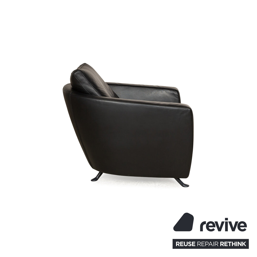 FSM Sesame Leather Armchair Black manual relaxation function