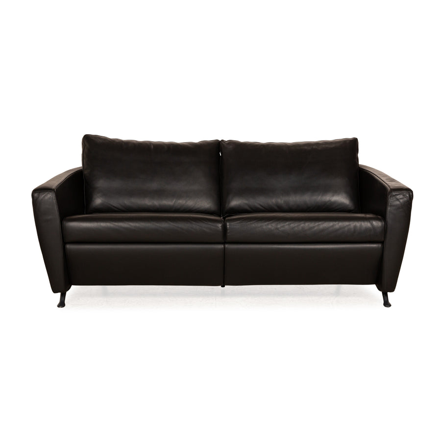 FSM Sesam Leder Zweisitzer Schwarz manuelle Funktion Sofa Couch