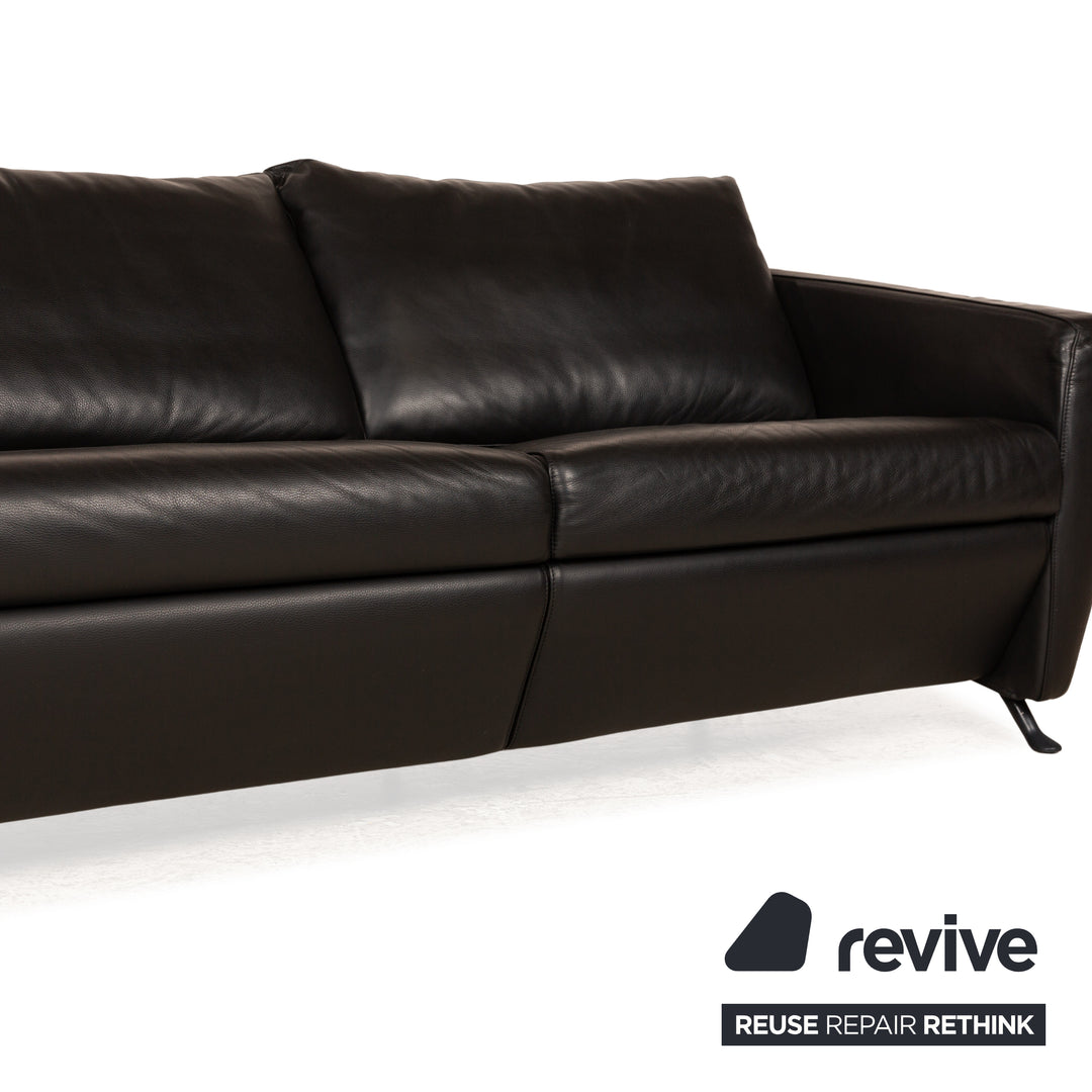 FSM Sesam Leder Zweisitzer Schwarz manuelle Funktion Sofa Couch