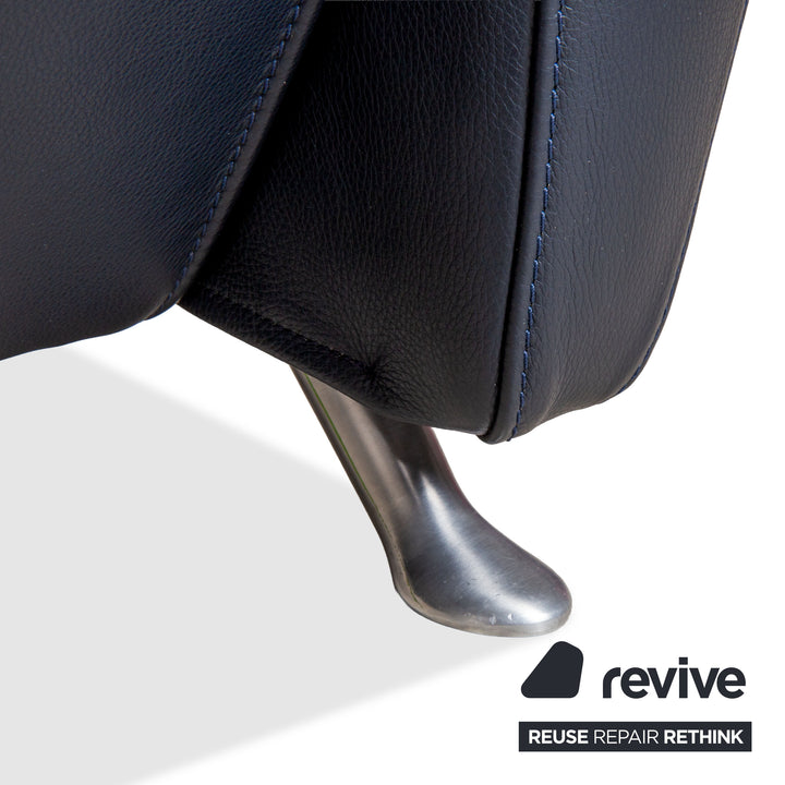 FSM Sesam Leder Zweisitzer Dunkelblau Navy manuelle Funktion Chrom Füße Sofa Couch