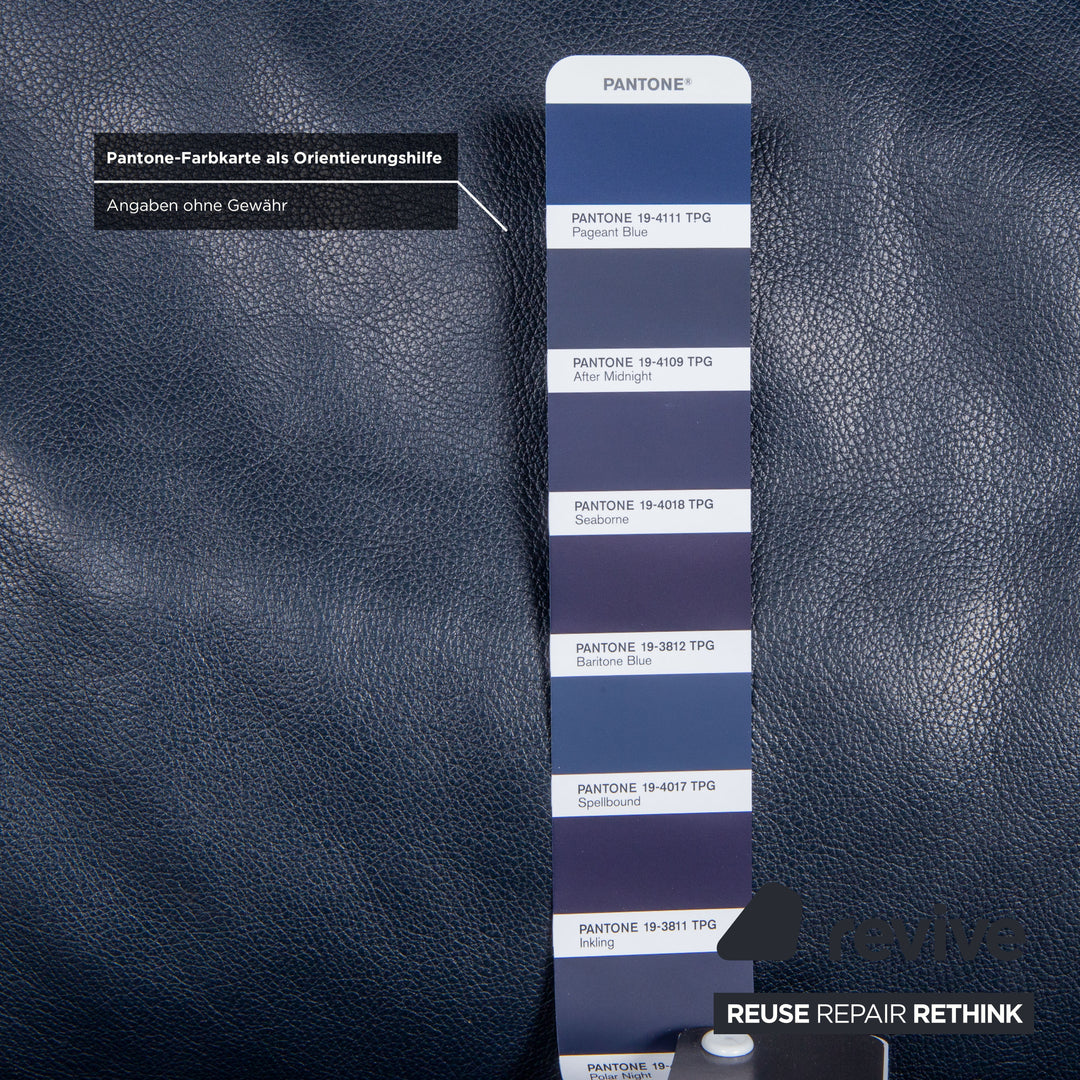 FSM Sesam Leder Zweisitzer Dunkelblau Navy manuelle Funktion Chrom Füße Sofa Couch