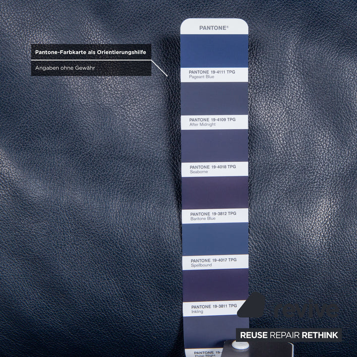 FSM Sesam Leder Zweisitzer Dunkelblau Navy manuelle Funktion Chrom Füße Sofa Couch