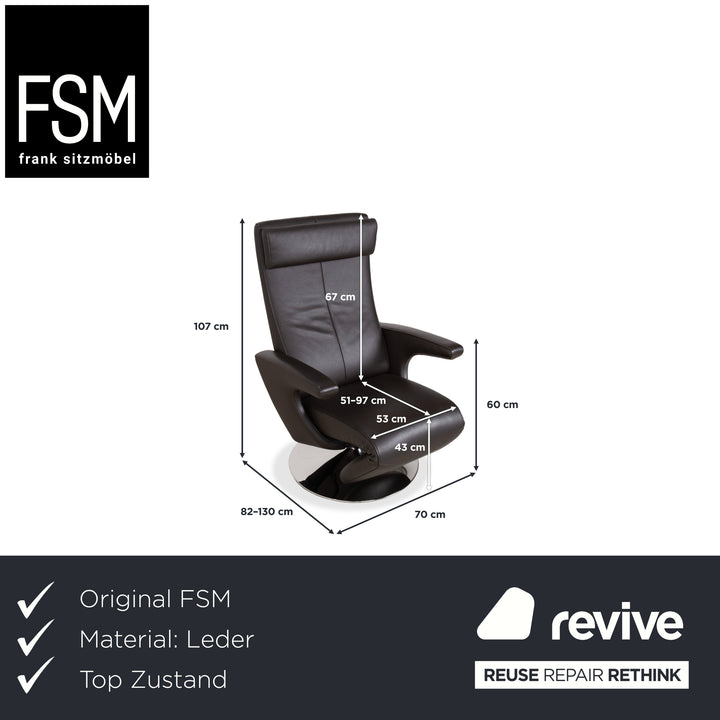 FSM Smile Leder Sessel Braun manuelle Funktion