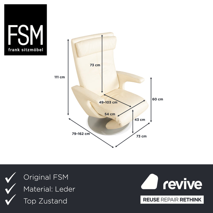 FSM Smile Leder Sessel Creme manuelle Funktion Relaxfunktion