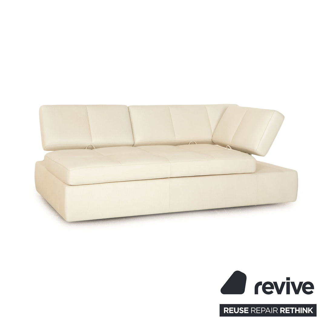 FSM Square Up Leder Garnitur Zweisitzer 2x Sessel Weiß Creme Beige manuelle Funktion Sofa Couch