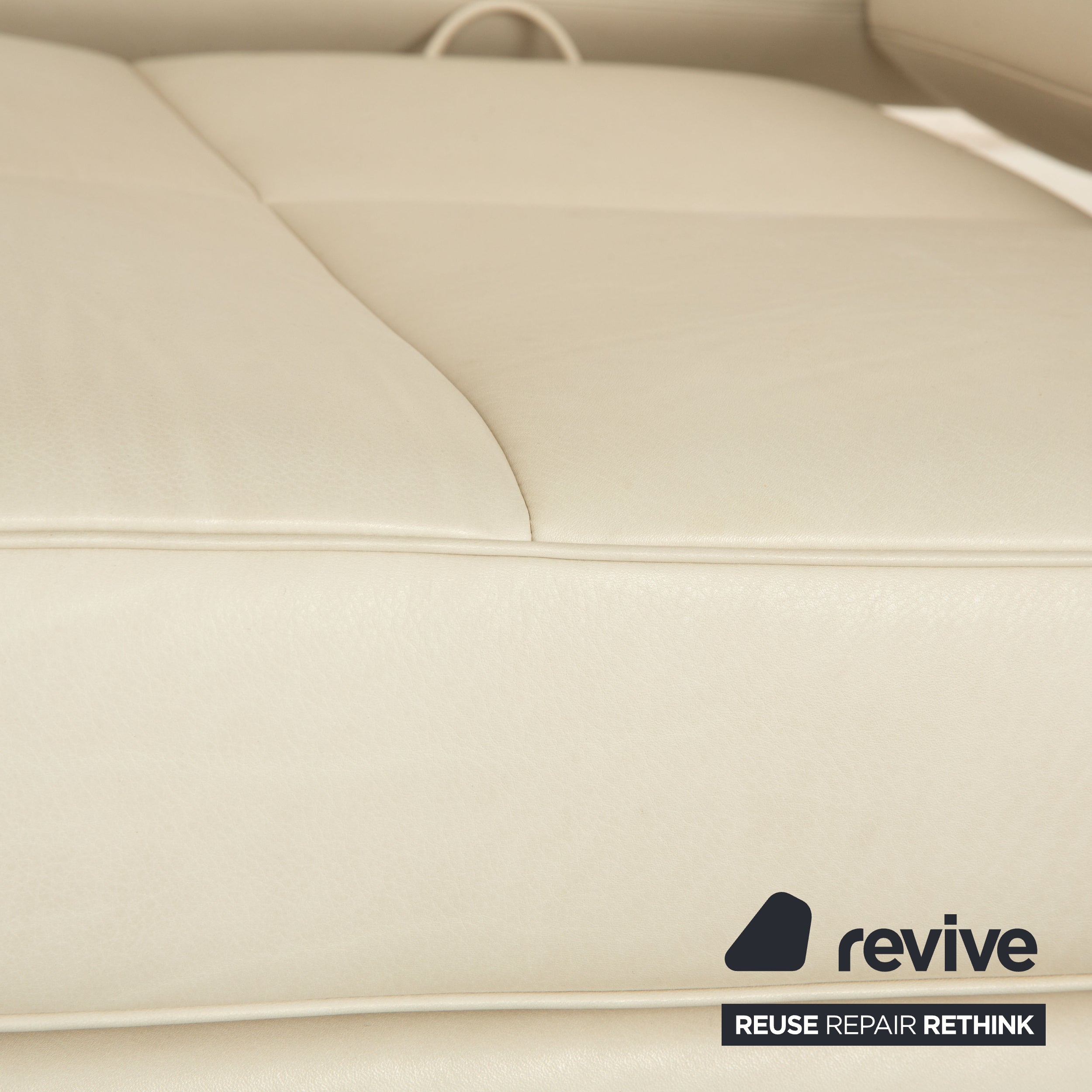 FSM Square Up Leder Garnitur Zweisitzer 2x Sessel Weiß Creme Beige manuelle Funktion Sofa Couch