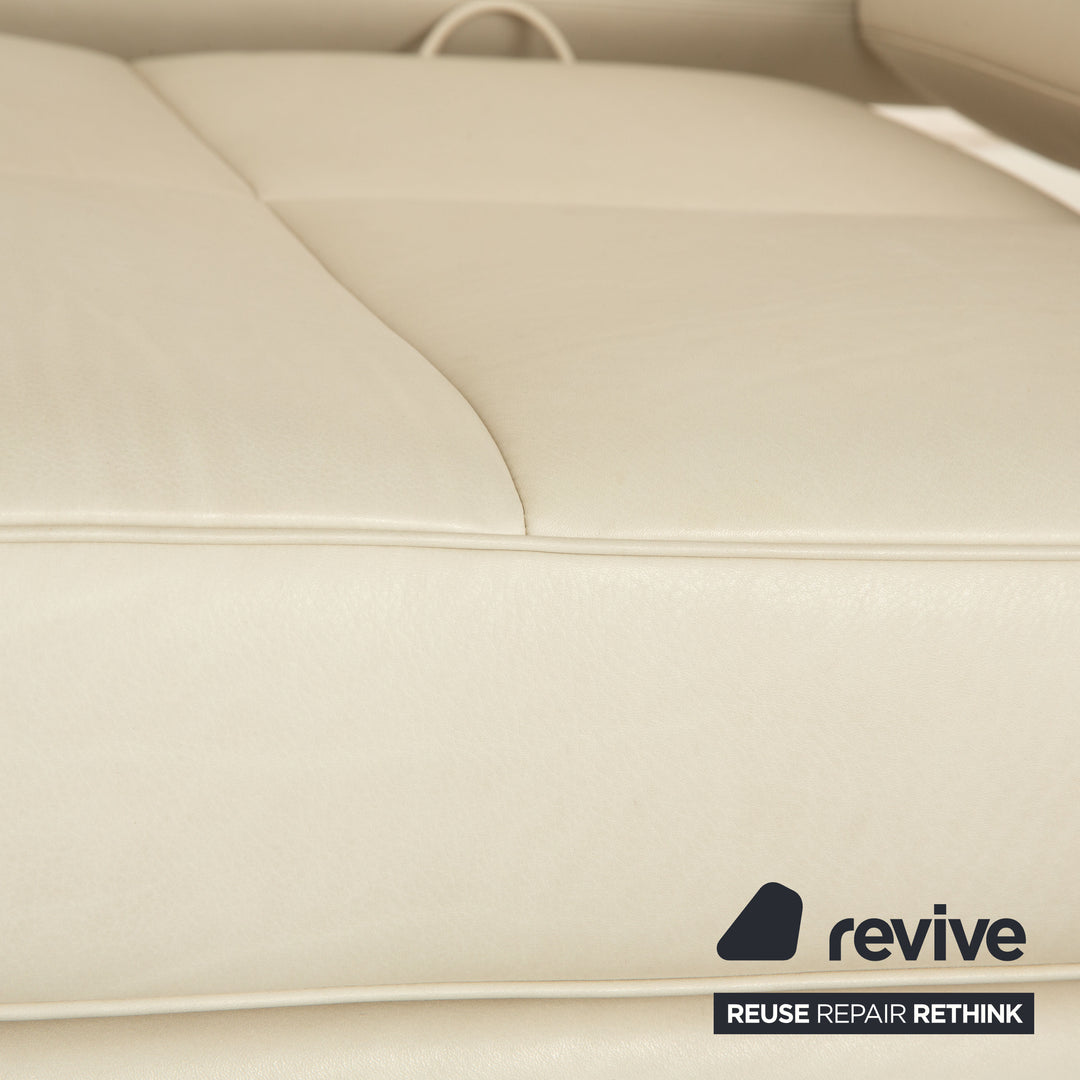 FSM Square Up Leder Garnitur Zweisitzer 2x Sessel Weiß Creme Beige manuelle Funktion Sofa Couch