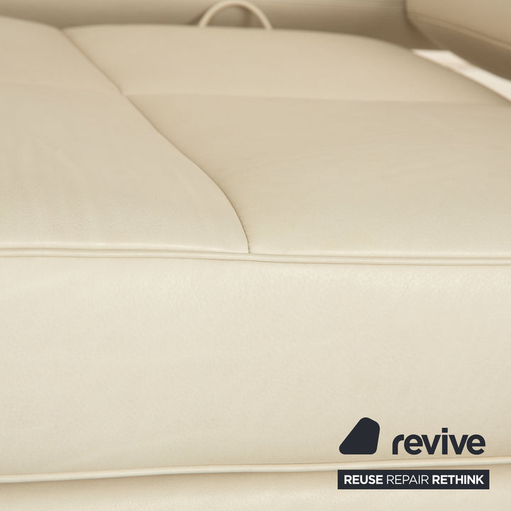FSM Square Up Leder Garnitur Zweisitzer 2x Sessel Weiß Creme Beige manuelle Funktion Sofa Couch