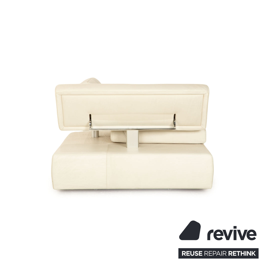 FSM Square Up Leder Garnitur Zweisitzer 2x Sessel Weiß Creme Beige manuelle Funktion Sofa Couch