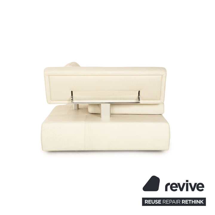 FSM Square Up Leder Garnitur Zweisitzer 2x Sessel Weiß Creme Beige manuelle Funktion Sofa Couch