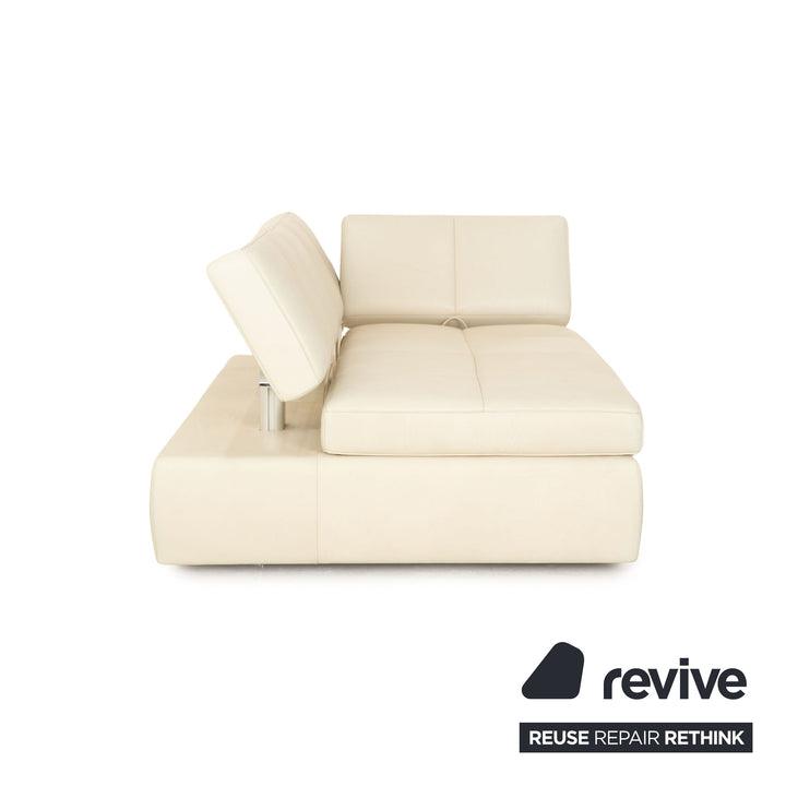 FSM Square Up Leder Garnitur Zweisitzer 2x Sessel Weiß Creme Beige manuelle Funktion Sofa Couch
