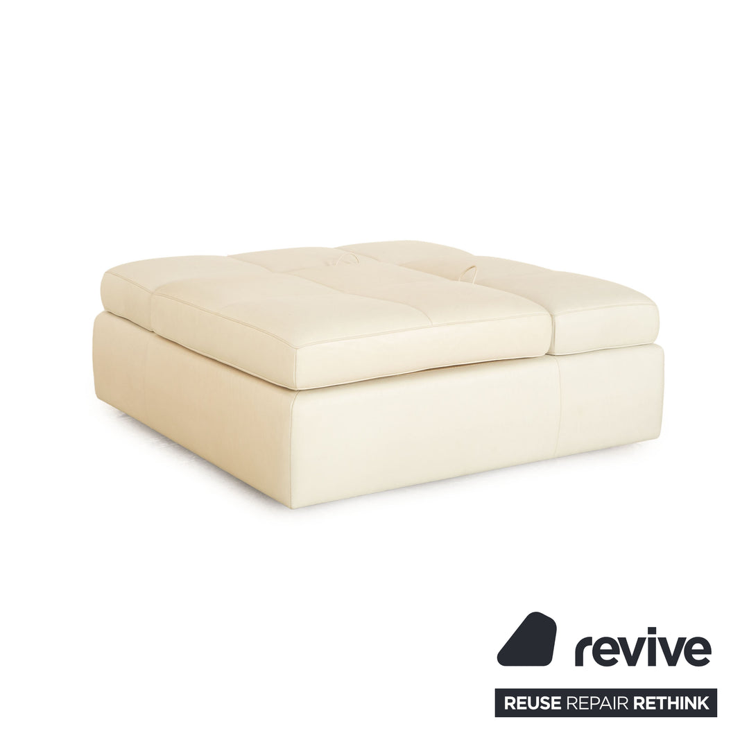 FSM Square Up Leder Garnitur Zweisitzer 2x Sessel Weiß Creme Beige manuelle Funktion Sofa Couch