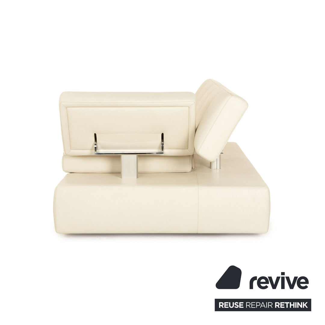 FSM Square Up Leder Garnitur Zweisitzer 2x Sessel Weiß Creme Beige manuelle Funktion Sofa Couch