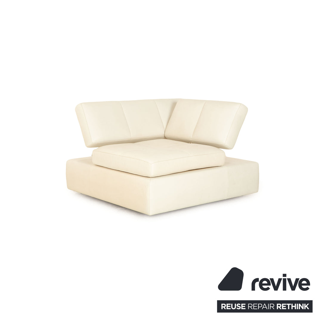 FSM Square Up Leder Garnitur Zweisitzer 2x Sessel Weiß Creme Beige manuelle Funktion Sofa Couch