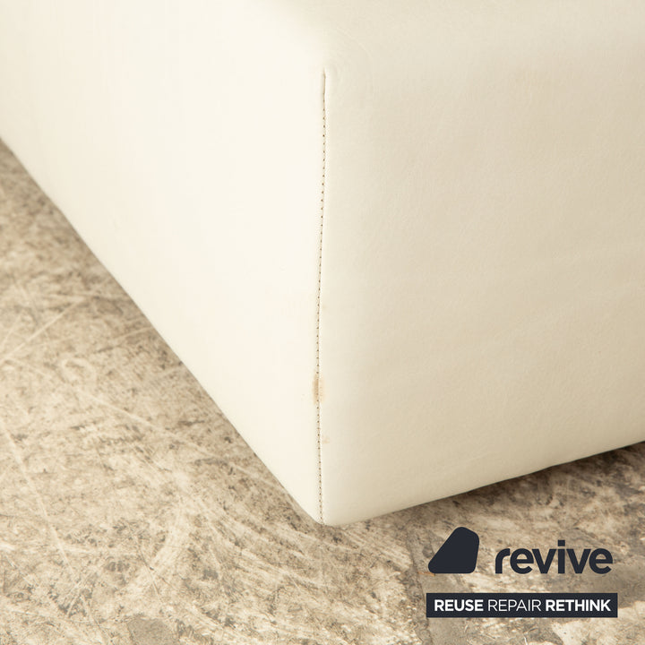 FSM Square Up Leder Garnitur Zweisitzer 2x Sessel Weiß Creme Beige manuelle Funktion Sofa Couch