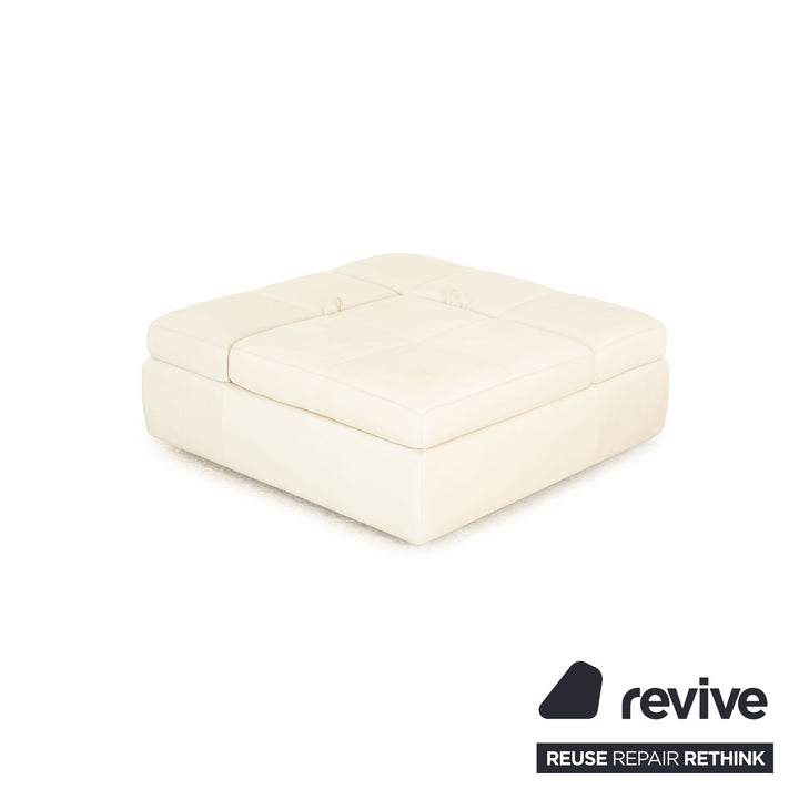 FSM Square Up Leder Garnitur Zweisitzer 2x Sessel Weiß Creme Beige manuelle Funktion Sofa Couch