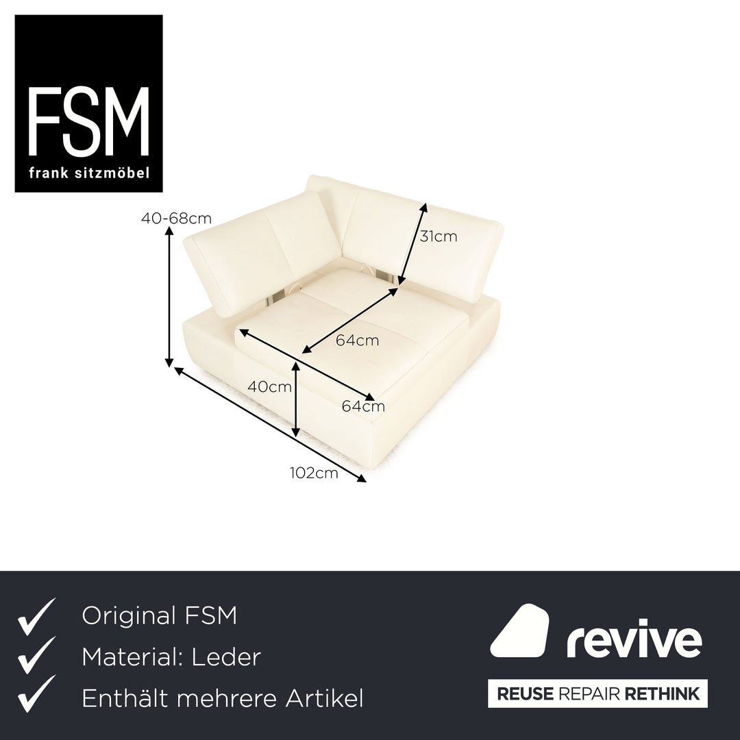 FSM Square Up Leder Garnitur Zweisitzer 2x Sessel Weiß Creme Beige manuelle Funktion Sofa Couch