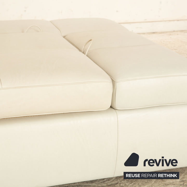 FSM Square Up Leder Garnitur Zweisitzer 2x Sessel Weiß Creme Beige manuelle Funktion Sofa Couch