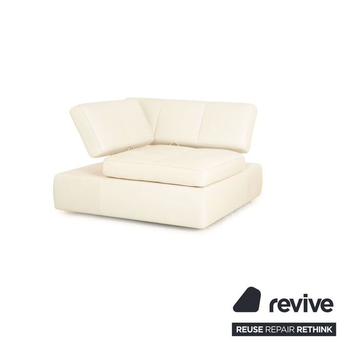 FSM Square Up Leder Garnitur Zweisitzer 2x Sessel Weiß Creme Beige manuelle Funktion Sofa Couch