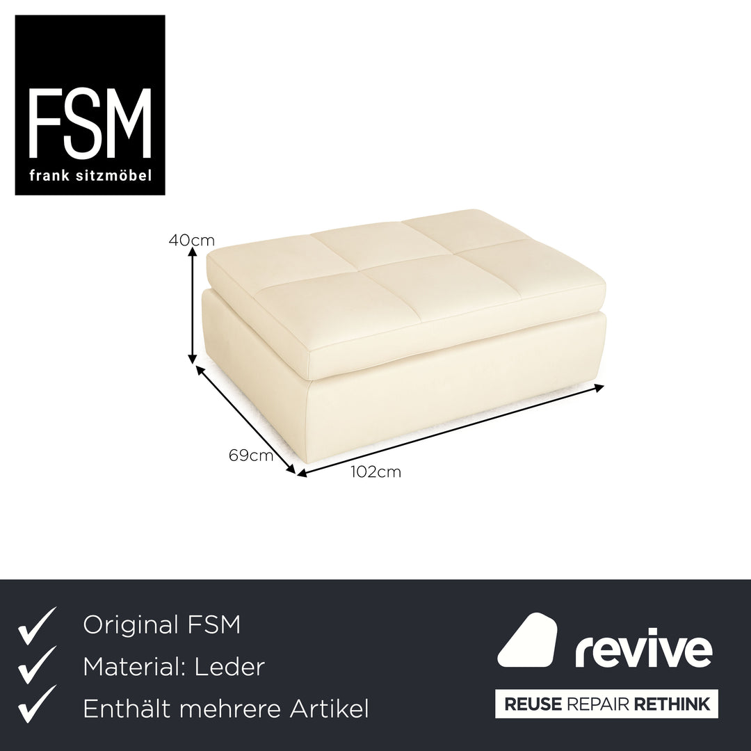 FSM Square Up Leder Sofa Garnitur Weiß Grau 2x Zweisitzer 2x Sessel Hocker manuelle Funktion