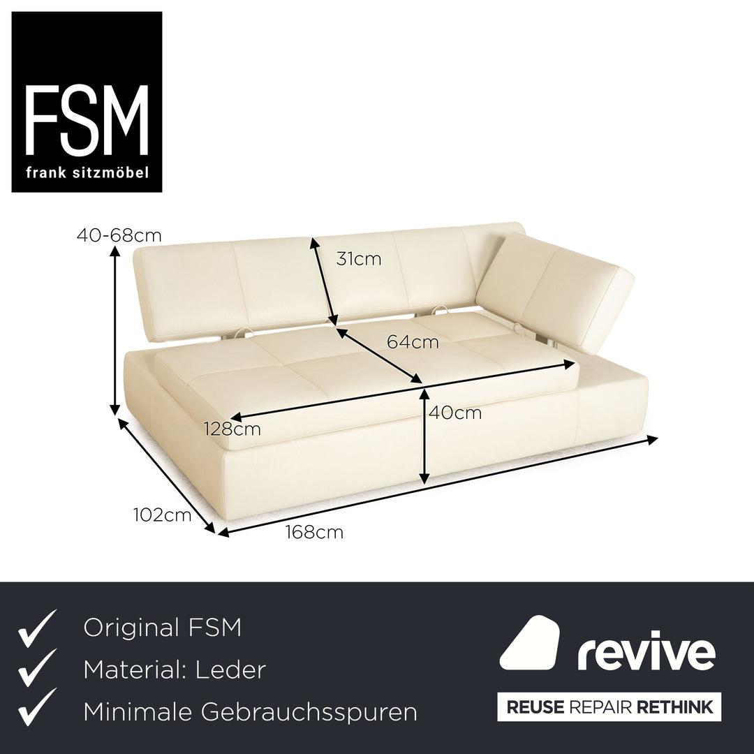 FSM Square Up Leder Zweisitzer Weiß Grau manuelle Funktion Sofa Couch