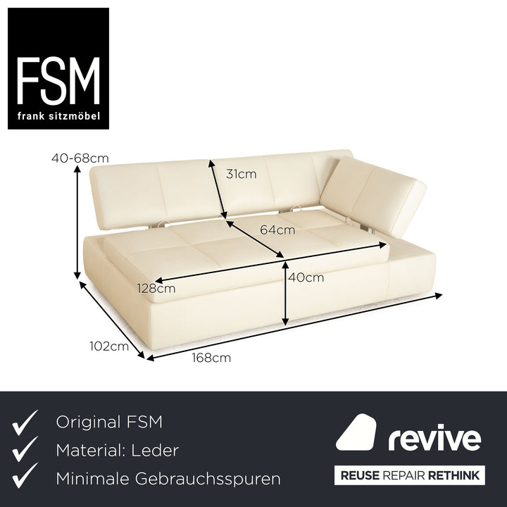 FSM Square Up Cuir Deux Places Blanc Gris Fonction Manuelle Canapé Canapé