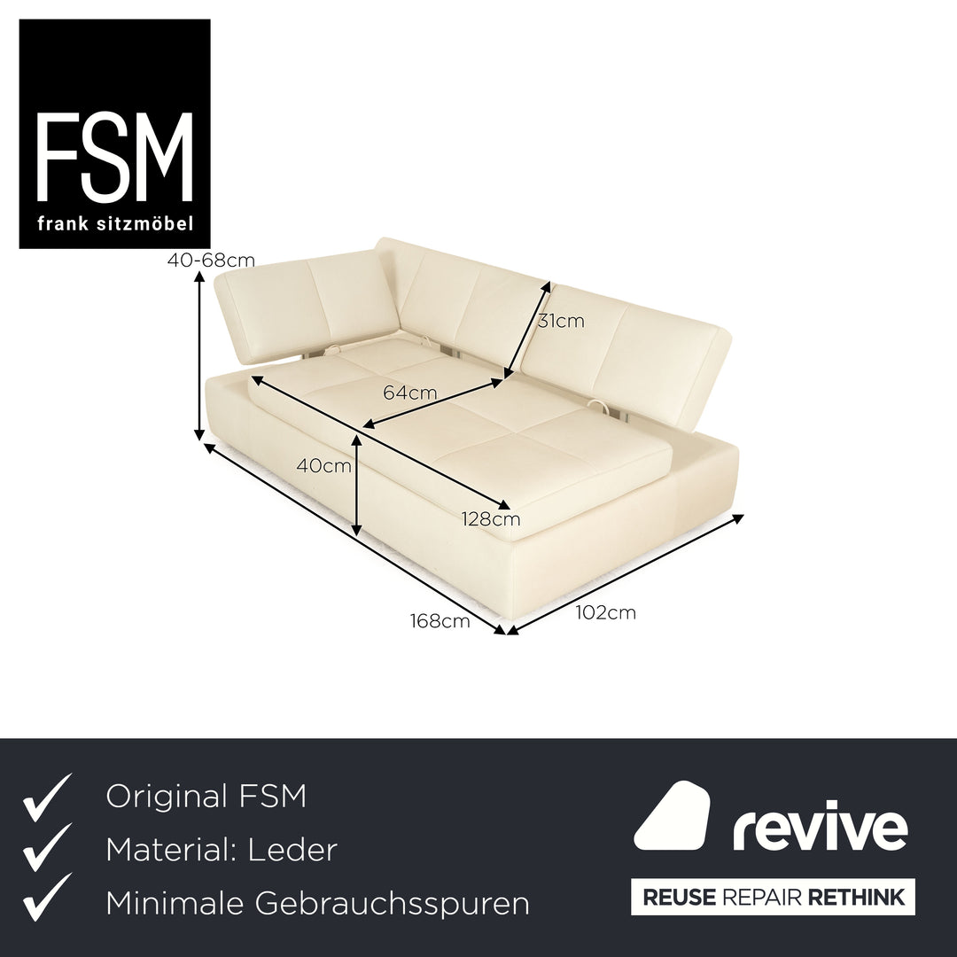 FSM Square Up Leder Zweisitzer Weiß Grau manuelle Funktion Sofa Couch