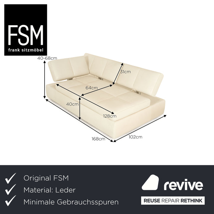 FSM Square Up Leather Two Seater White Grey Manual Function Sofa Couch