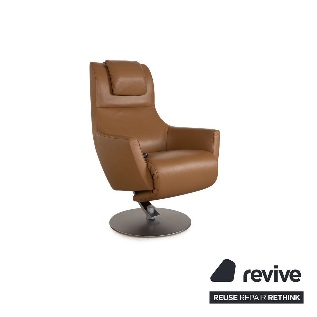 FSM Stand Up Leder Sessel Braun Camel elektrische Funktion Aufstehhilfe Akku