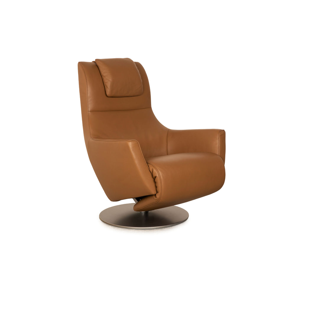 FSM sta-op stoel leder bruin camel elektrische functie opstahulp accu